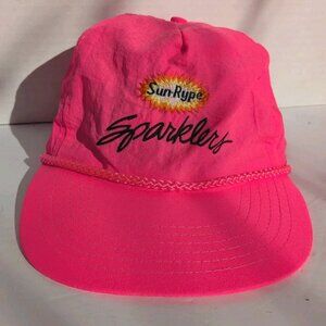 Vintage Sun-Rype Sparklers Neon Pink Trucker Hat Cap Snapback Retro Brim Collect